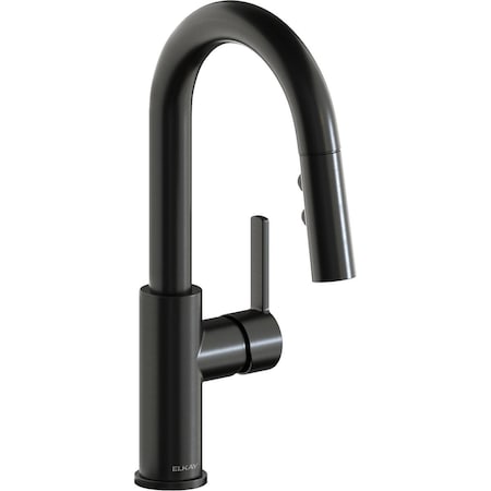 Elkay Avado Single Hole Bar Faucet with Pull-down Spray and Lever Handle Black Stainless LKAV3032BK